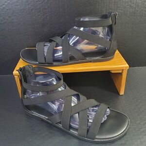 TORRID Women's 9 WW Black Stretch Gladiator Sandals Extra Wide Ankle Length